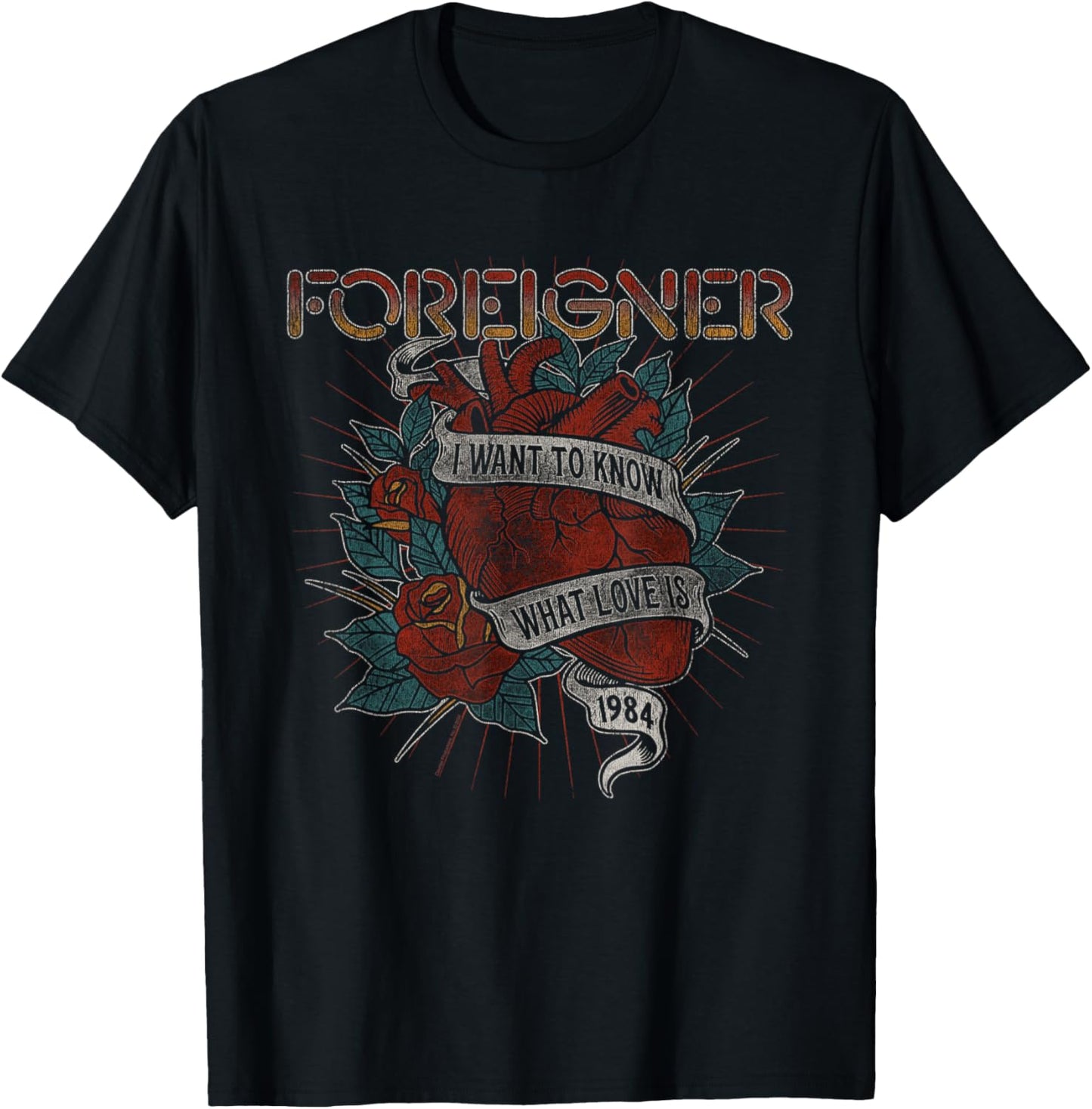 Ripple Junction x Foreigner What Love Is Heart Rose T-Shirt - T-Shirt | Black