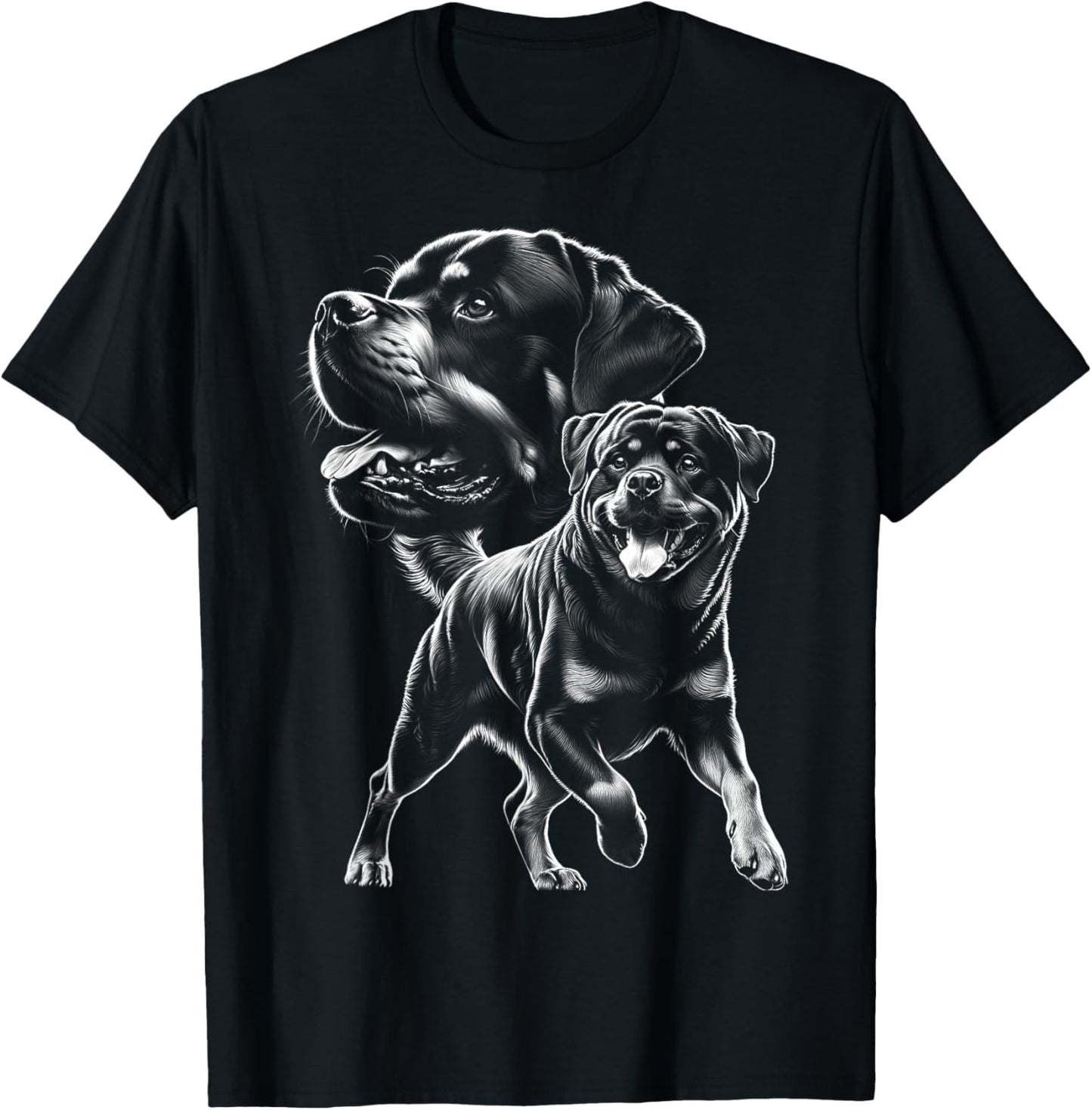Proud Playful Rottweiler Dog in Cool Style T-Shirt - T-Shirt | Black