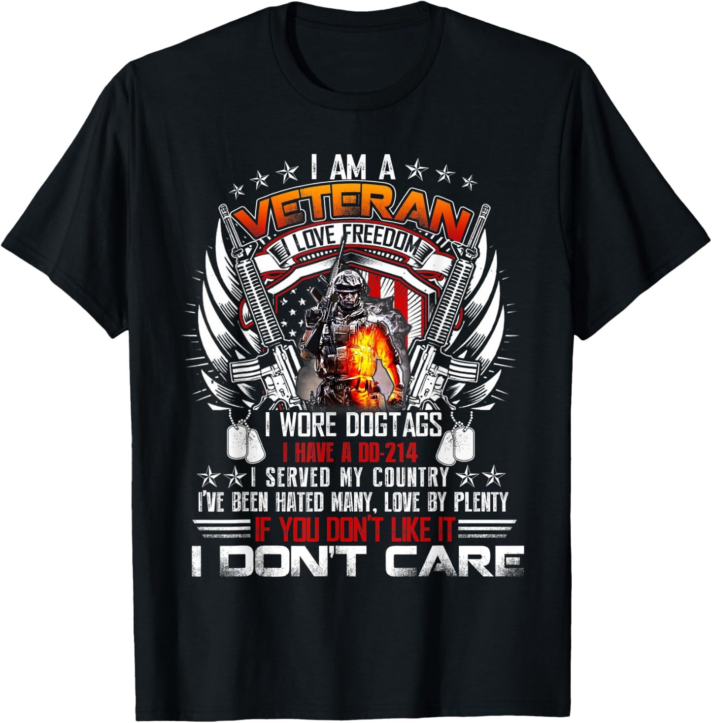 I Am A Veteran I Love Freedom My Country T-Shirt - T-Shirt | Black