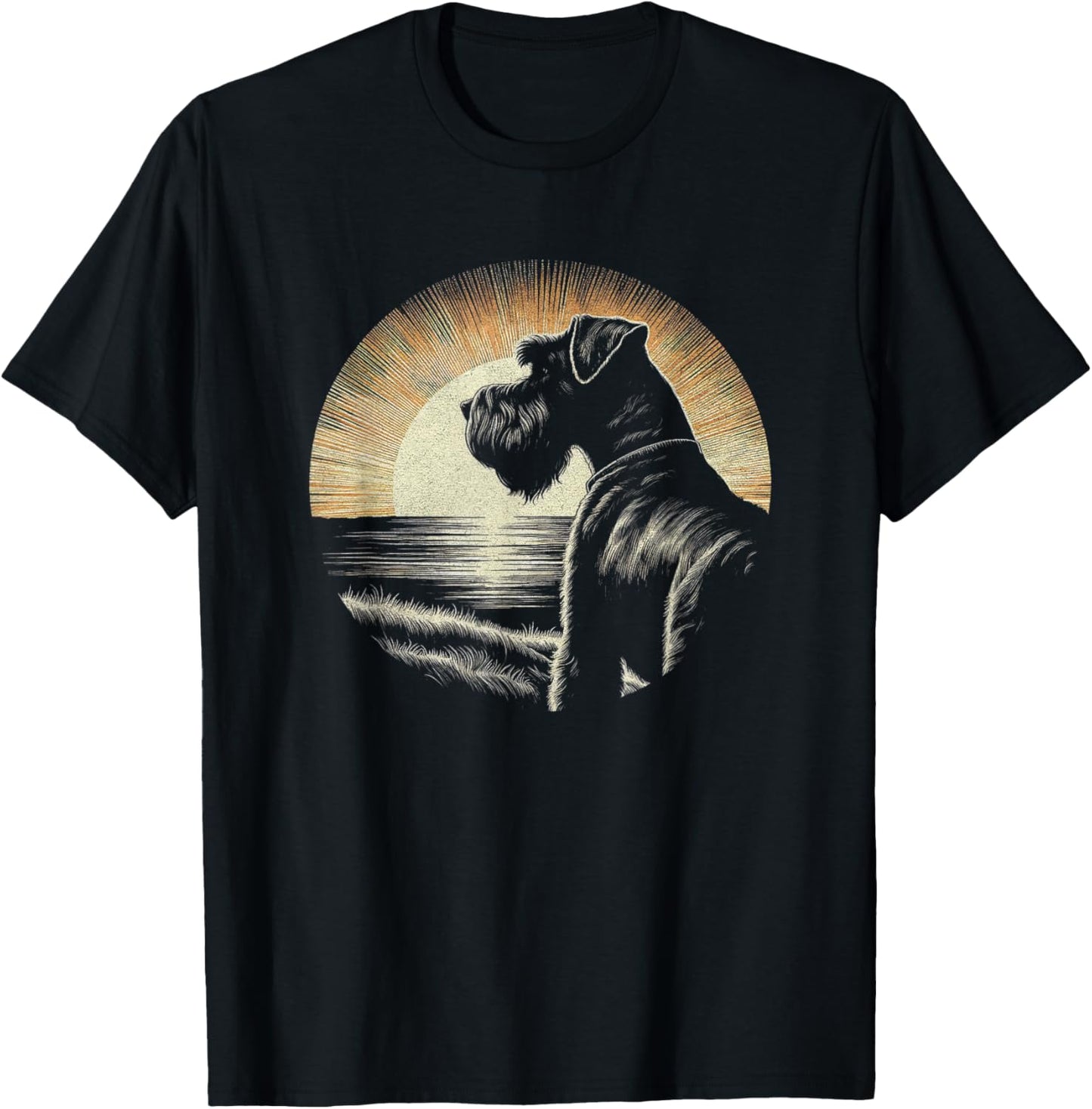 Vintage Giant Schnauzer Dog Art Design T-Shirt - T-Shirt | Black