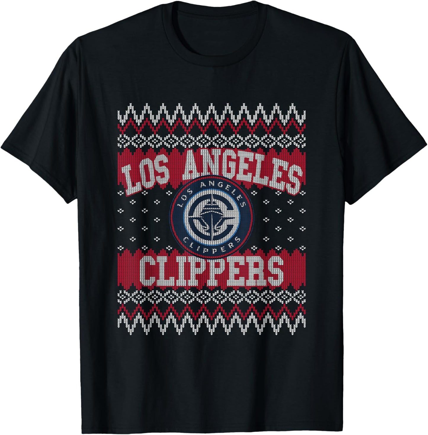 NBA Los Angeles Clippers Christmas Ugly Sweater Style T-Shirt - T-Shirt | Black