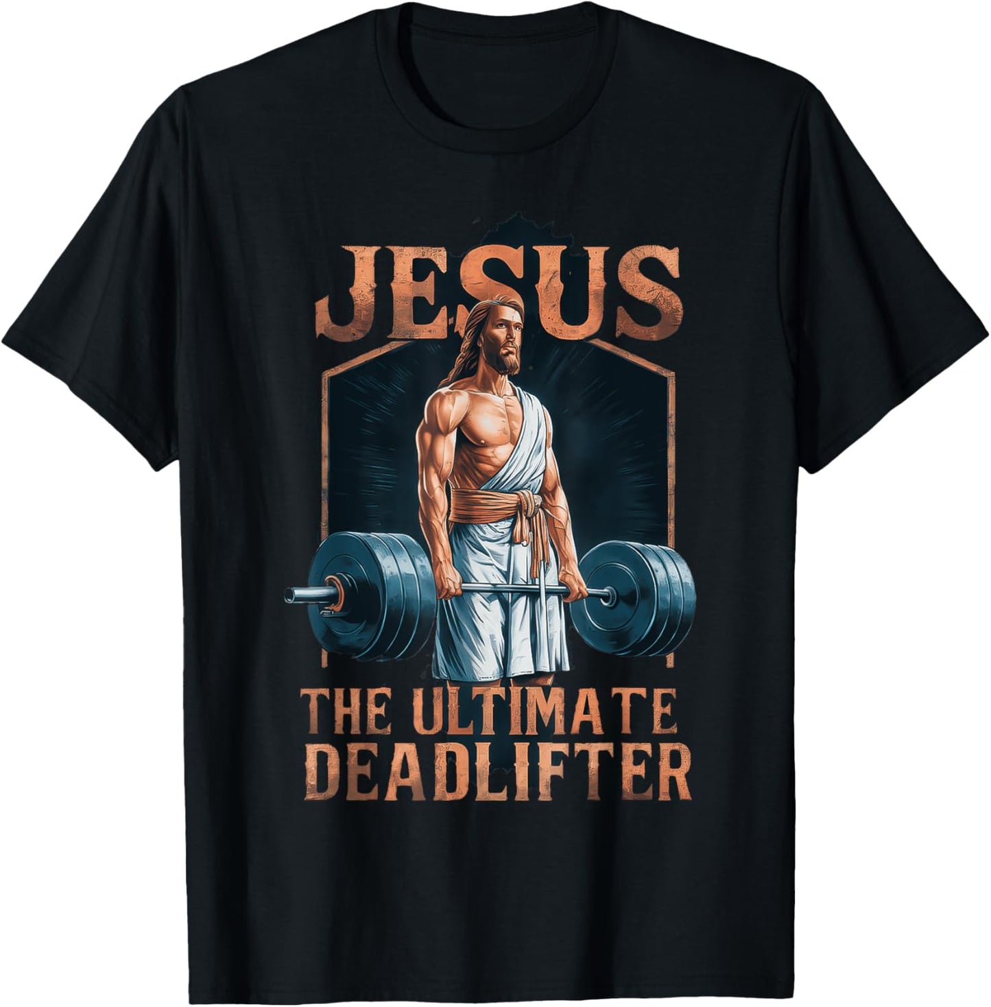 Jesus The Ultimate Deadlifter Fitness Gym Vintage Christian T-Shirt - T-Shirt | Black