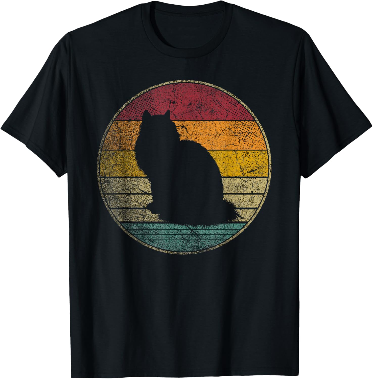 Cat Shirt Ragdoll Pet Vintage Distressed Retro Silhouette T-Shirt - T-Shirt | Black