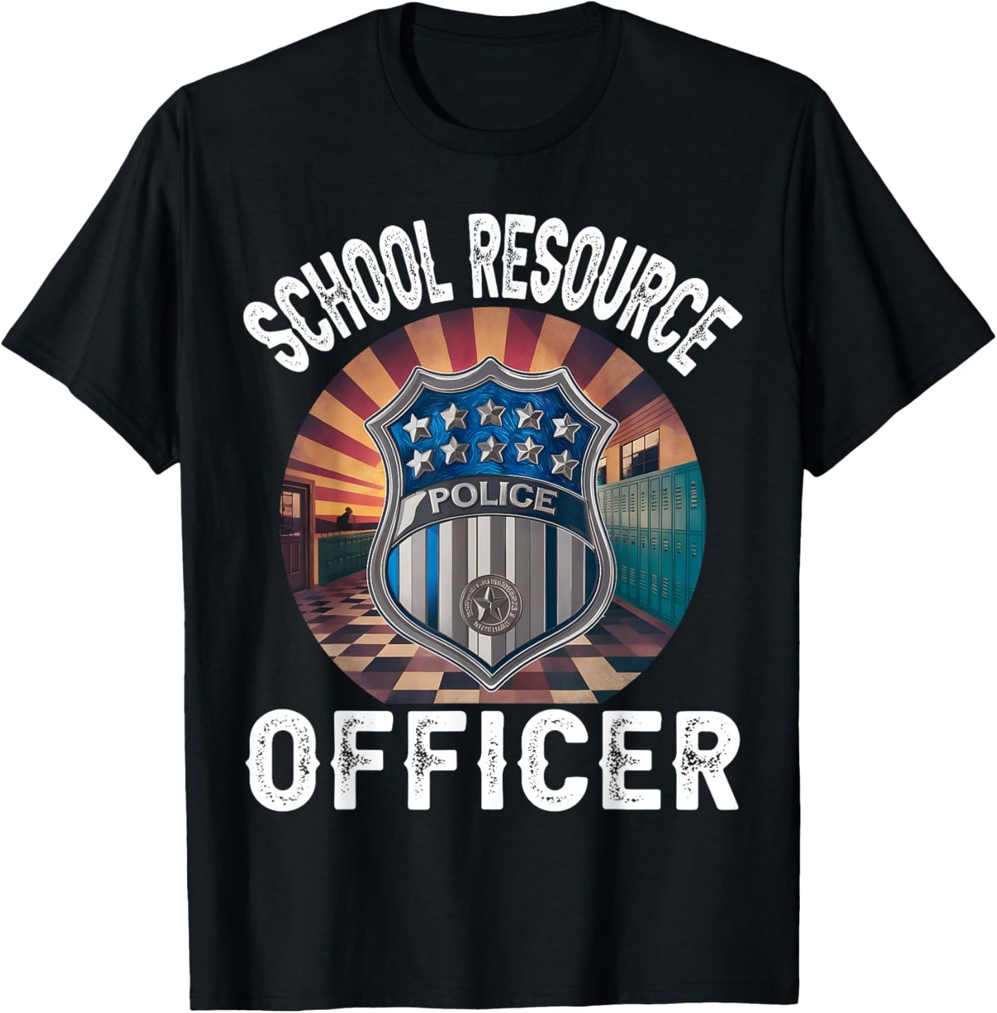 School Resource Officer Retro Badge SRO Police Men Women T-Shirt - T-Shirt | Black