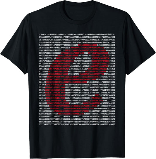 Nerdy e Euler's Number Digits Algebra Math Teacher Geek T-Shirt - T-Shirt | Black