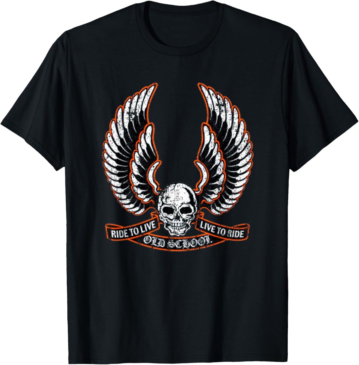 Ride To Live Live To Ride Old School Cool Vintage Biker T-Shirt - T-Shirt | Black