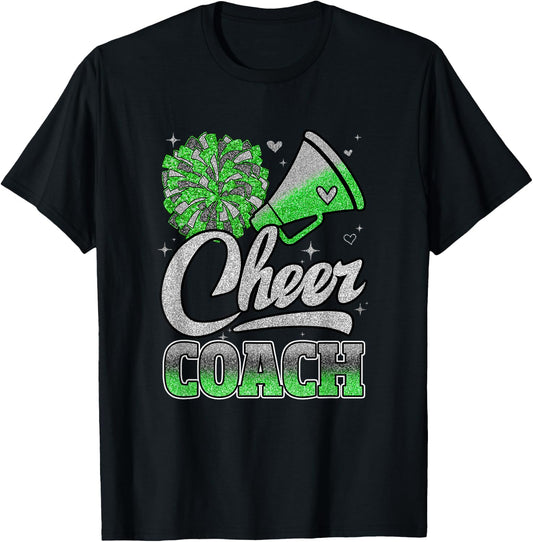Cheer Coach Funny Cheerleader Cheerleading Green Women Girl T-Shirt - T-Shirt | Black