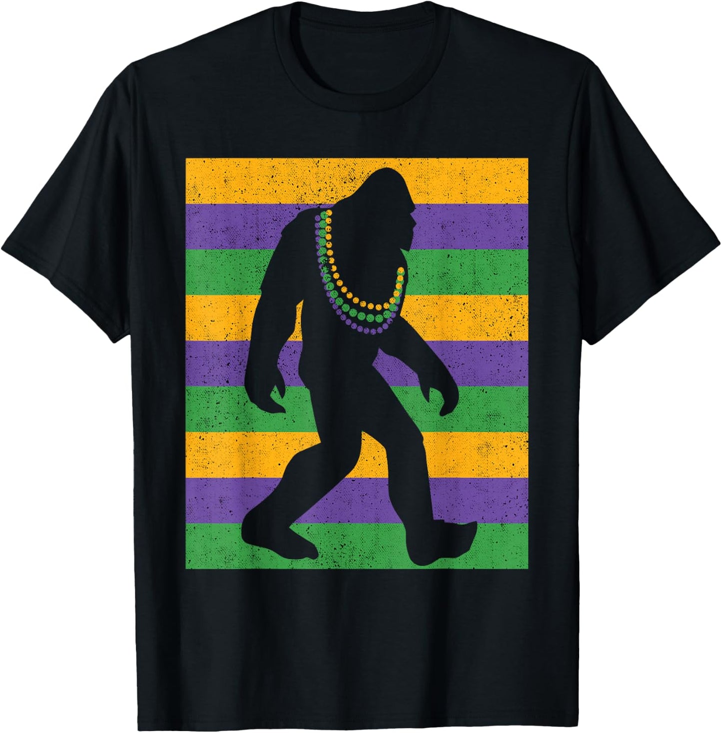 Bigfoot Mardi Gras Sasquatch Funny Men Kids T-Shirt - T-Shirt | Black
