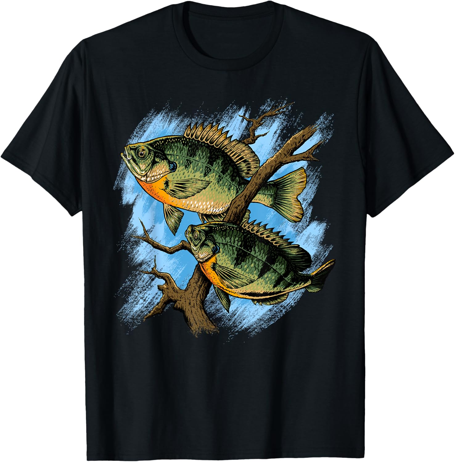 Bluegill Illustration Fishing T-Shirt - T-Shirt | Black