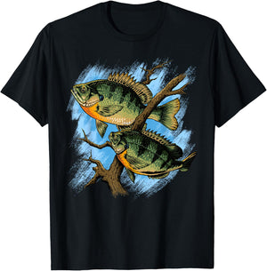 Bluegill Illustration Fishing T-Shirt - T-Shirt | Black