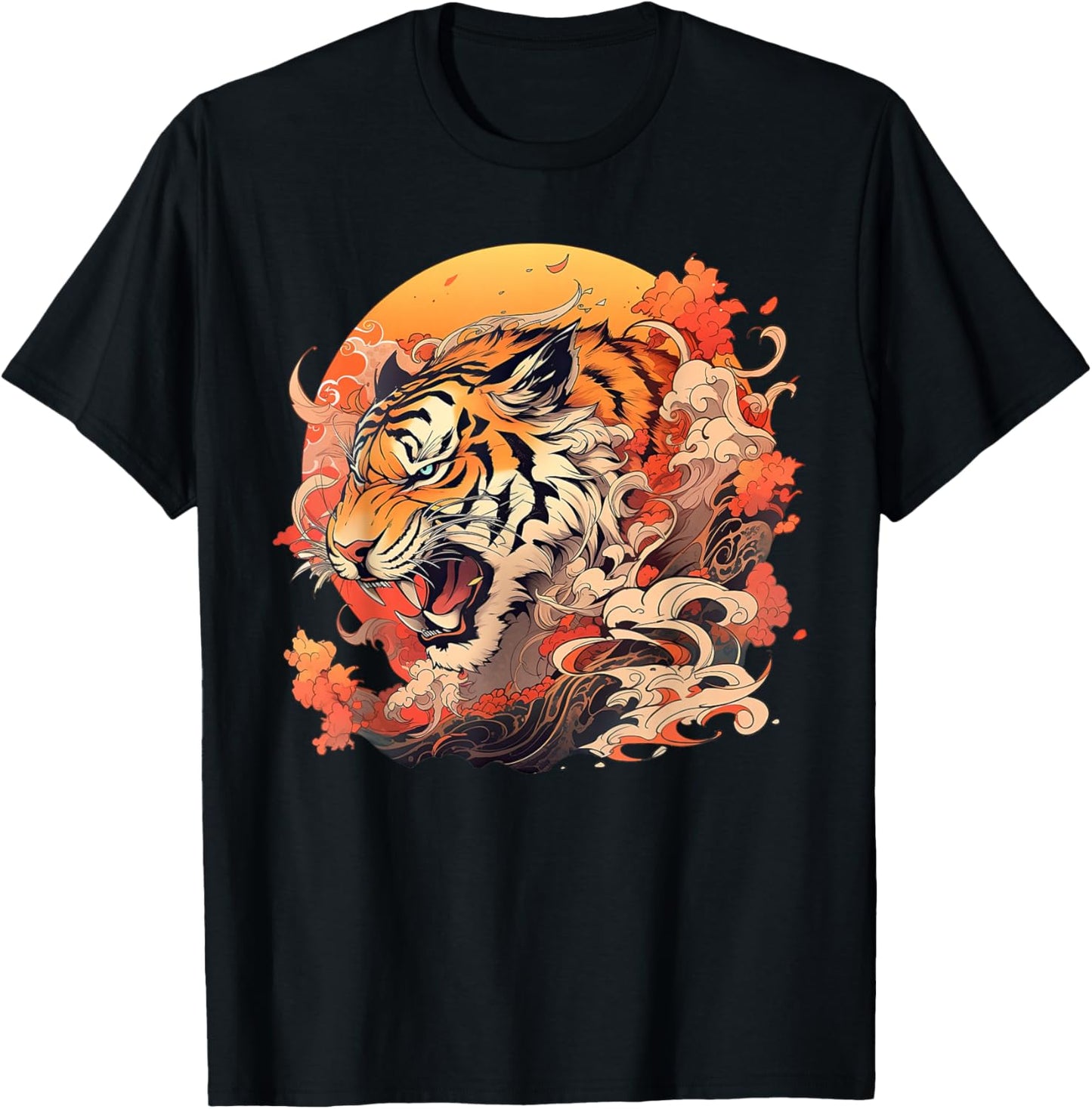 Asian Inspired Vintage Style 80s Retro Japanese Tiger T-Shirt - T-Shirt | Black
