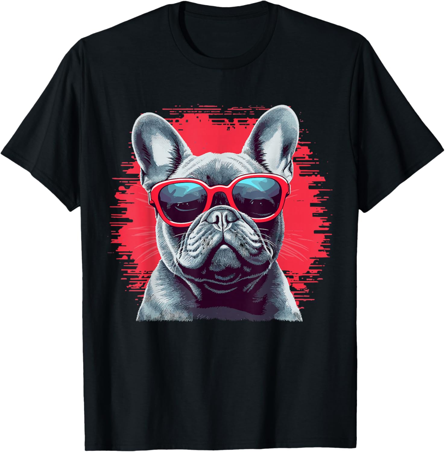 French Bulldog With Sunglasses T-Shirt - T-Shirt | Black