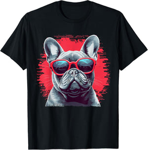 French Bulldog With Sunglasses T-Shirt - T-Shirt | Black