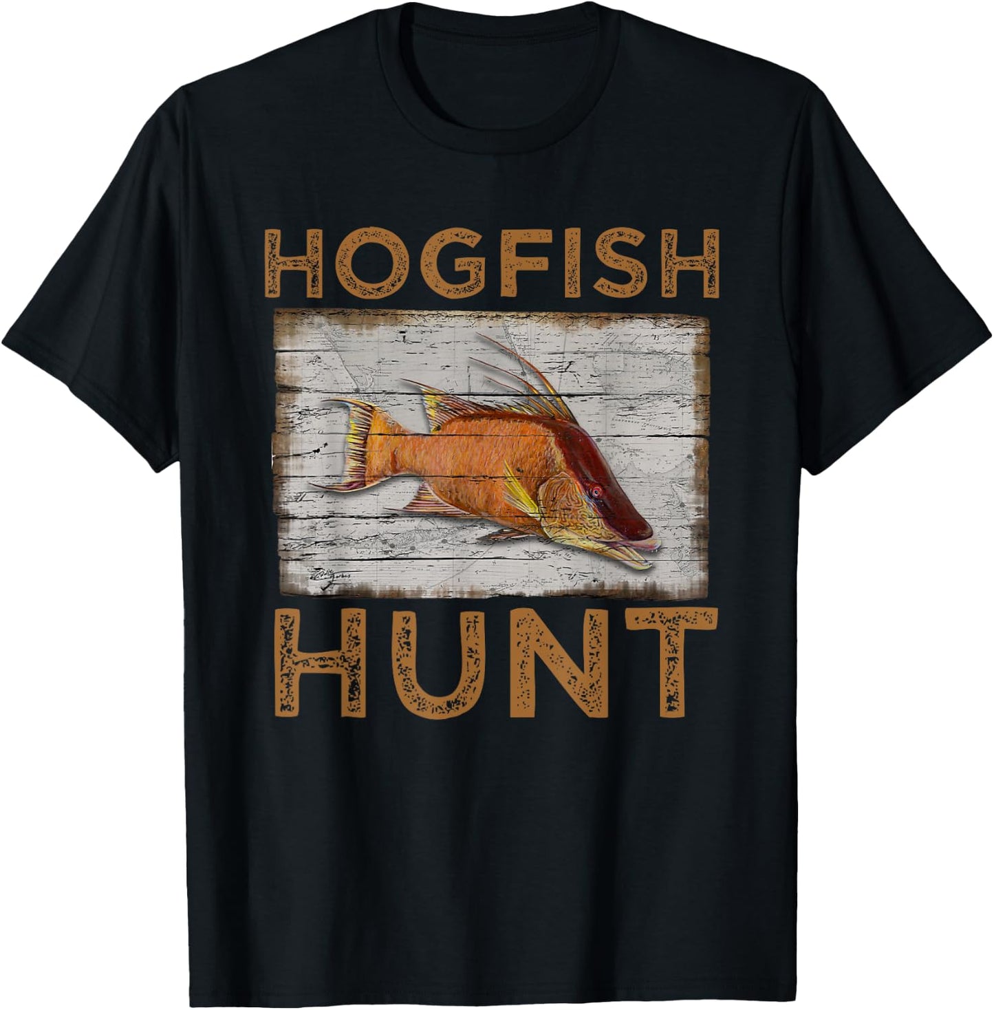 Hogfish Hunt | Funny Spearfishing Gift | Florida Fishing T-Shirt - T-Shirt | Black
