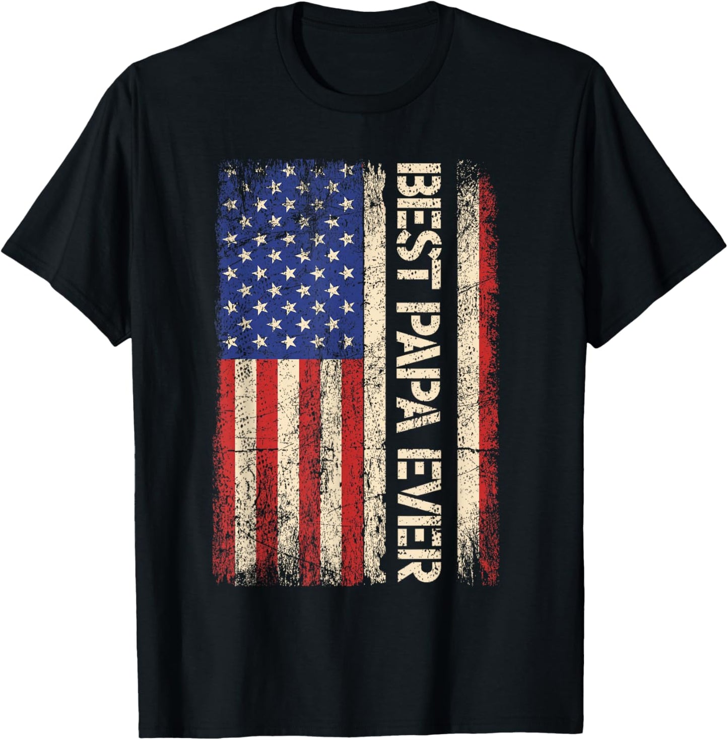 Best Papa Ever US American Flag Gifts For Father's Day Men T-Shirt - T-Shirt | Black