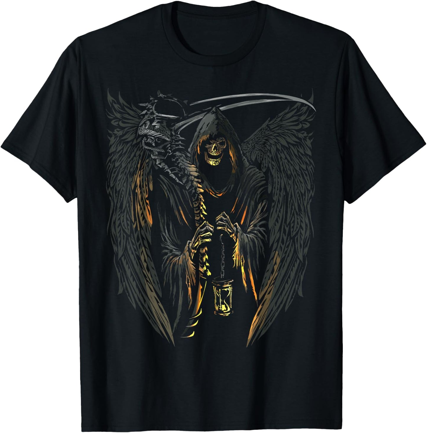 Angel of Death Grim Reaper Scary Halloween Occult Dark Art T-Shirt - T-Shirt | Black