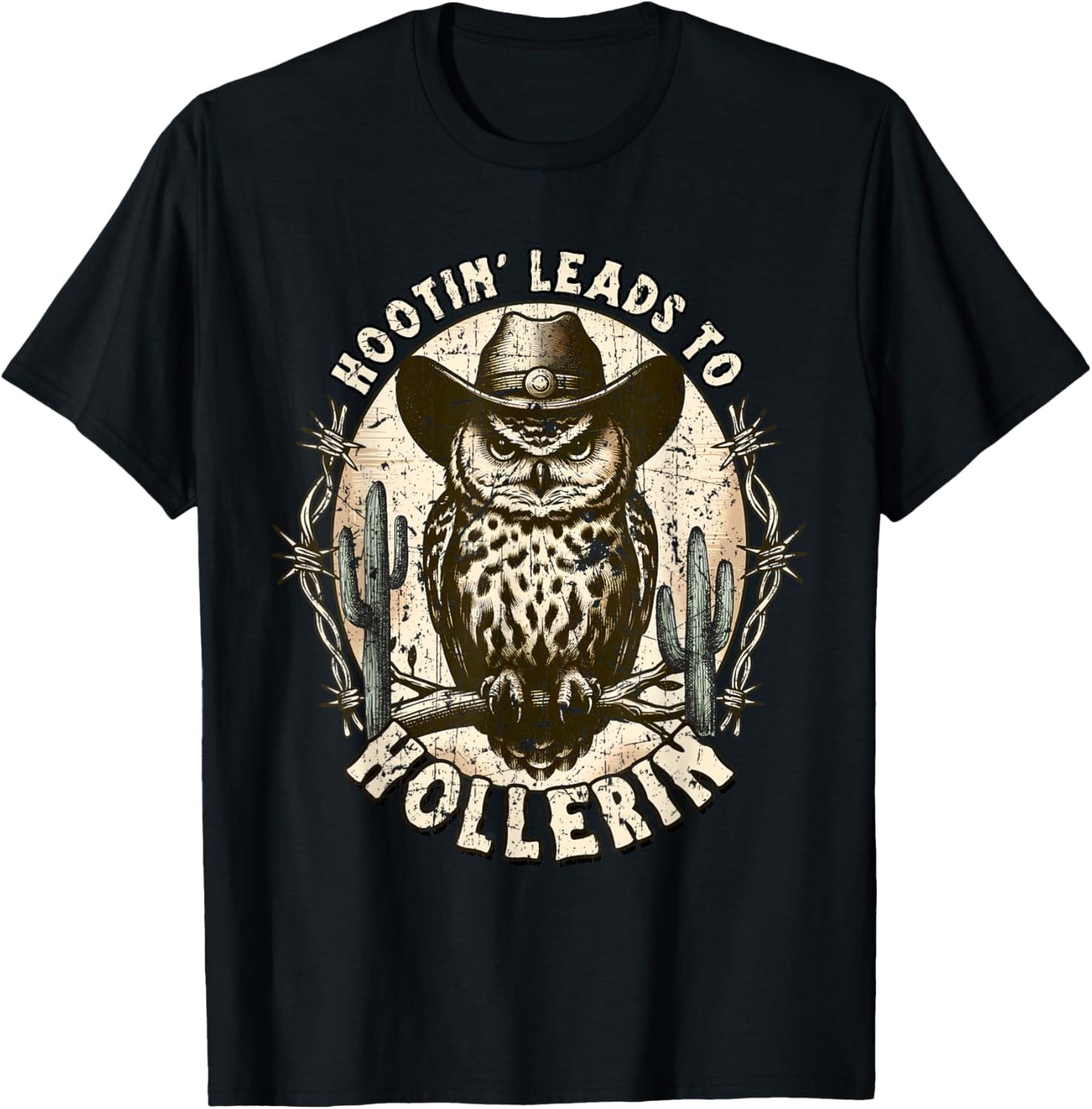 Hootin' Leads To Hollerin' Groovy T-Shirt - T-Shirt | Black