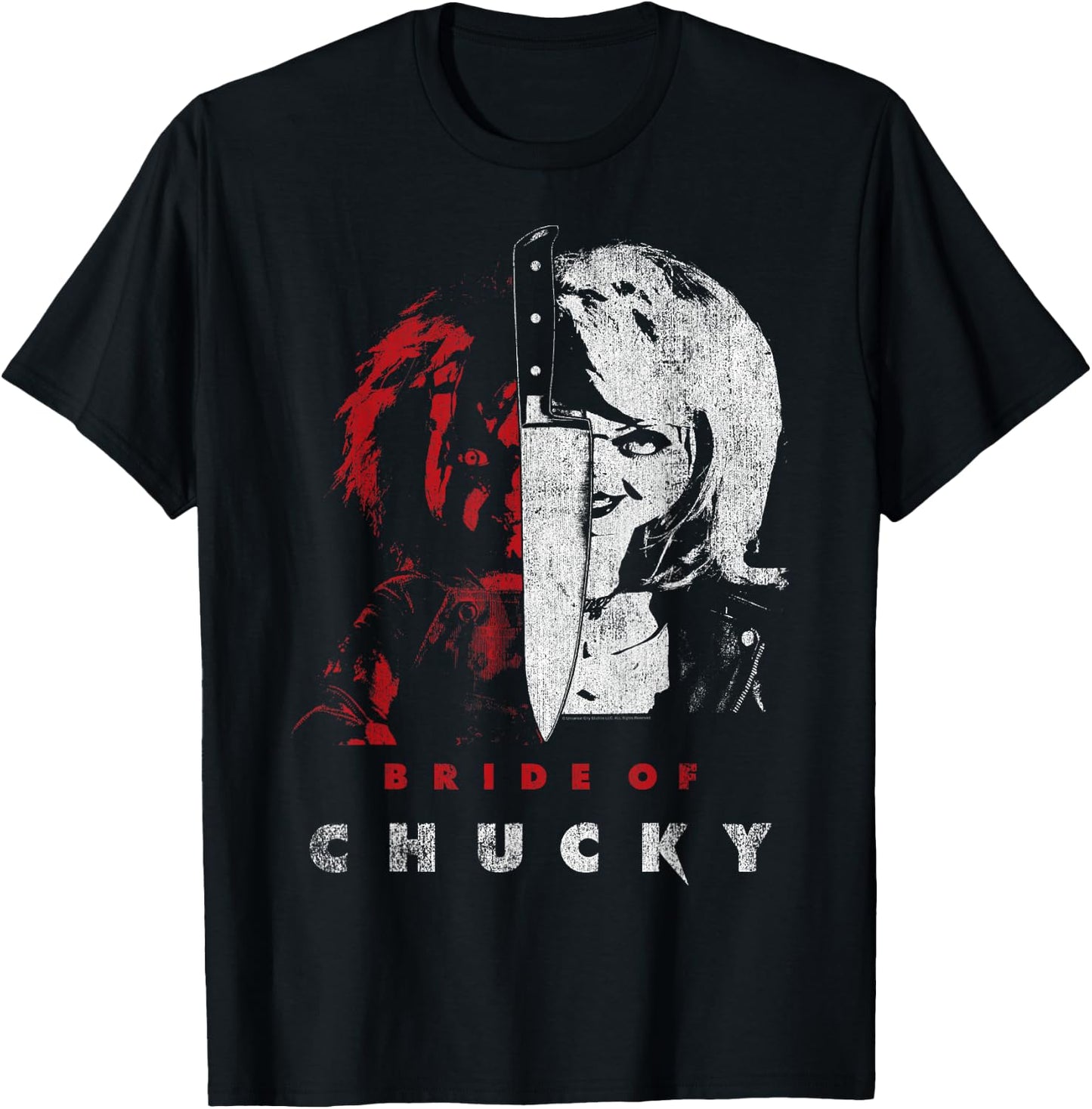 Child's Play Bride of Chucky Split Portrait T-Shirt - T-Shirt | Black
