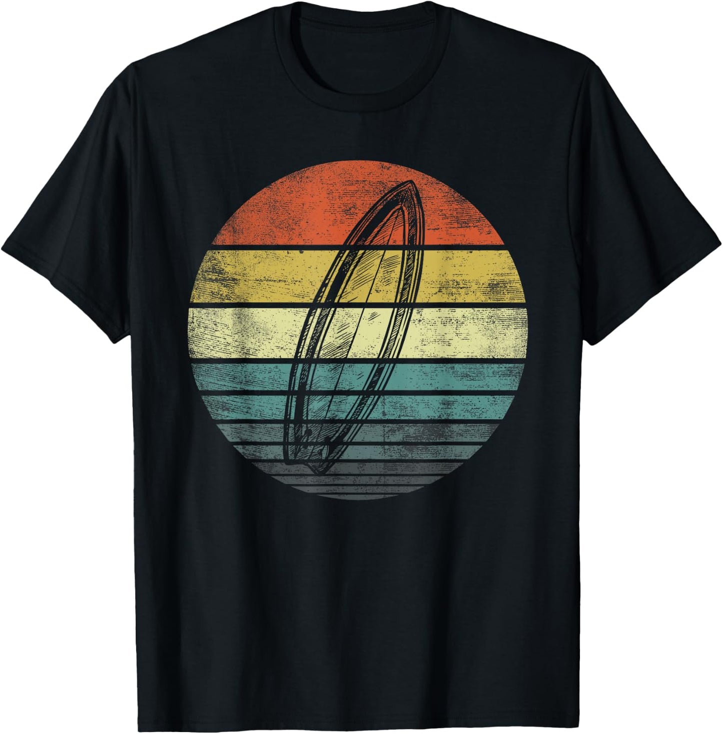 Surfer Gifts Retro Sunset Surfboard Silhouette Surfing Gifts T-Shirt - T-Shirt | Black