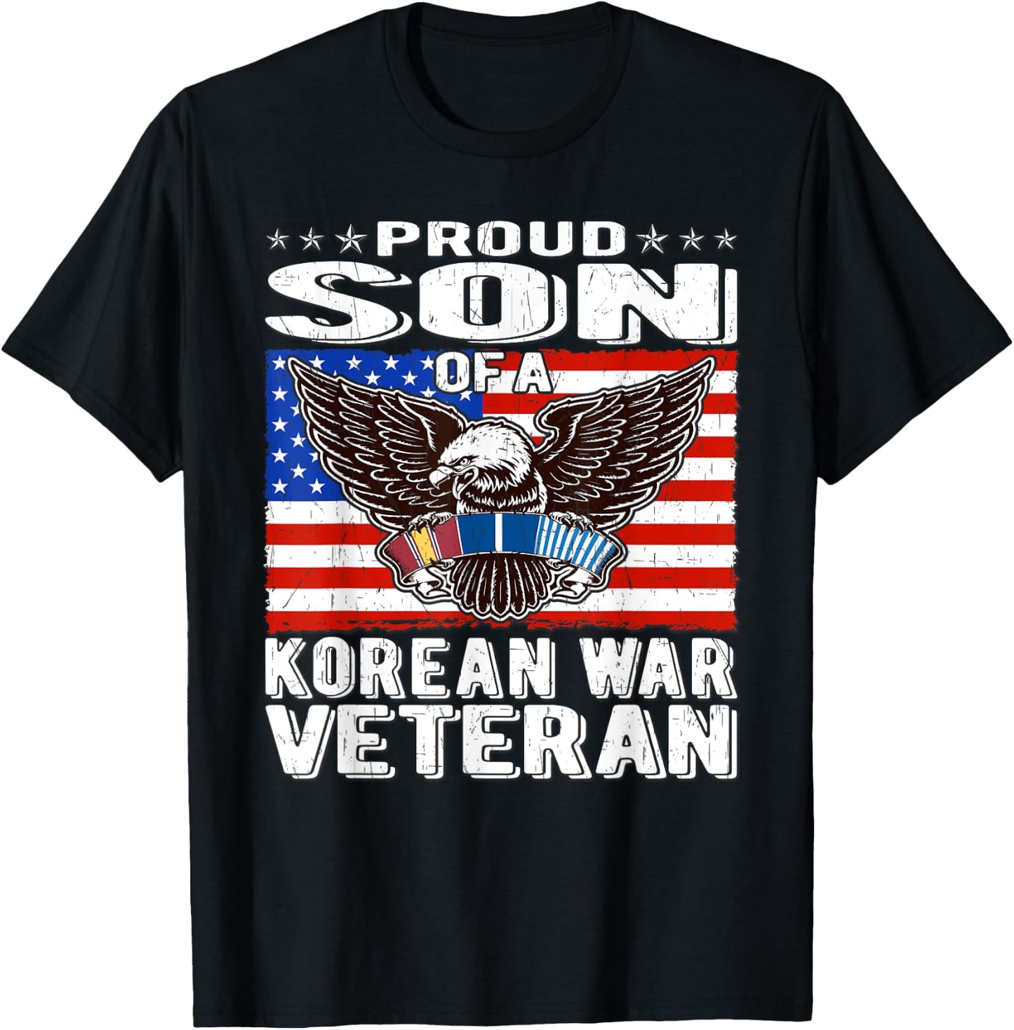 Proud Son Of Korean War Veteran - Military Vet's Child Gift T-Shirt - T-Shirt | Black