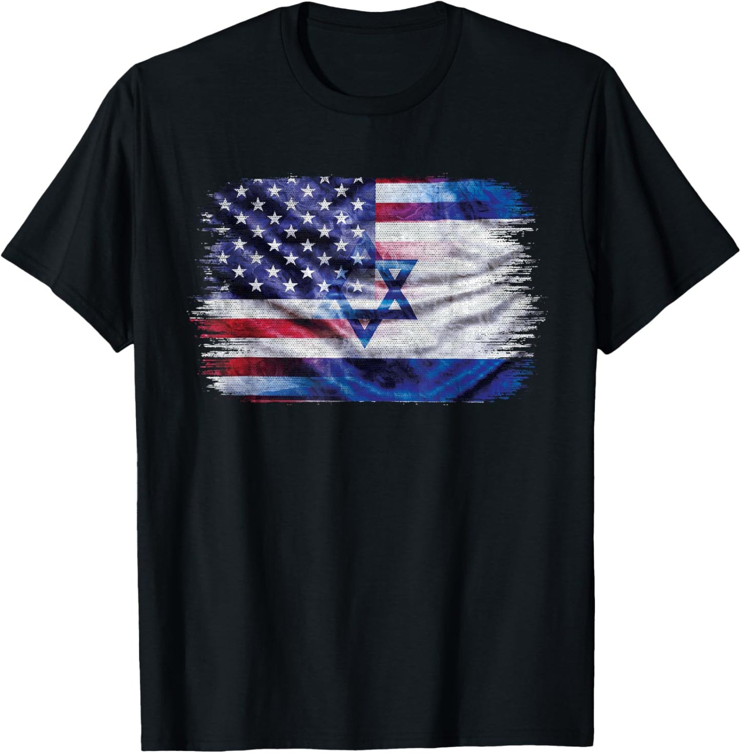 Israeli American Flag Pride Israel USA T-Shirt - T-Shirt | Black