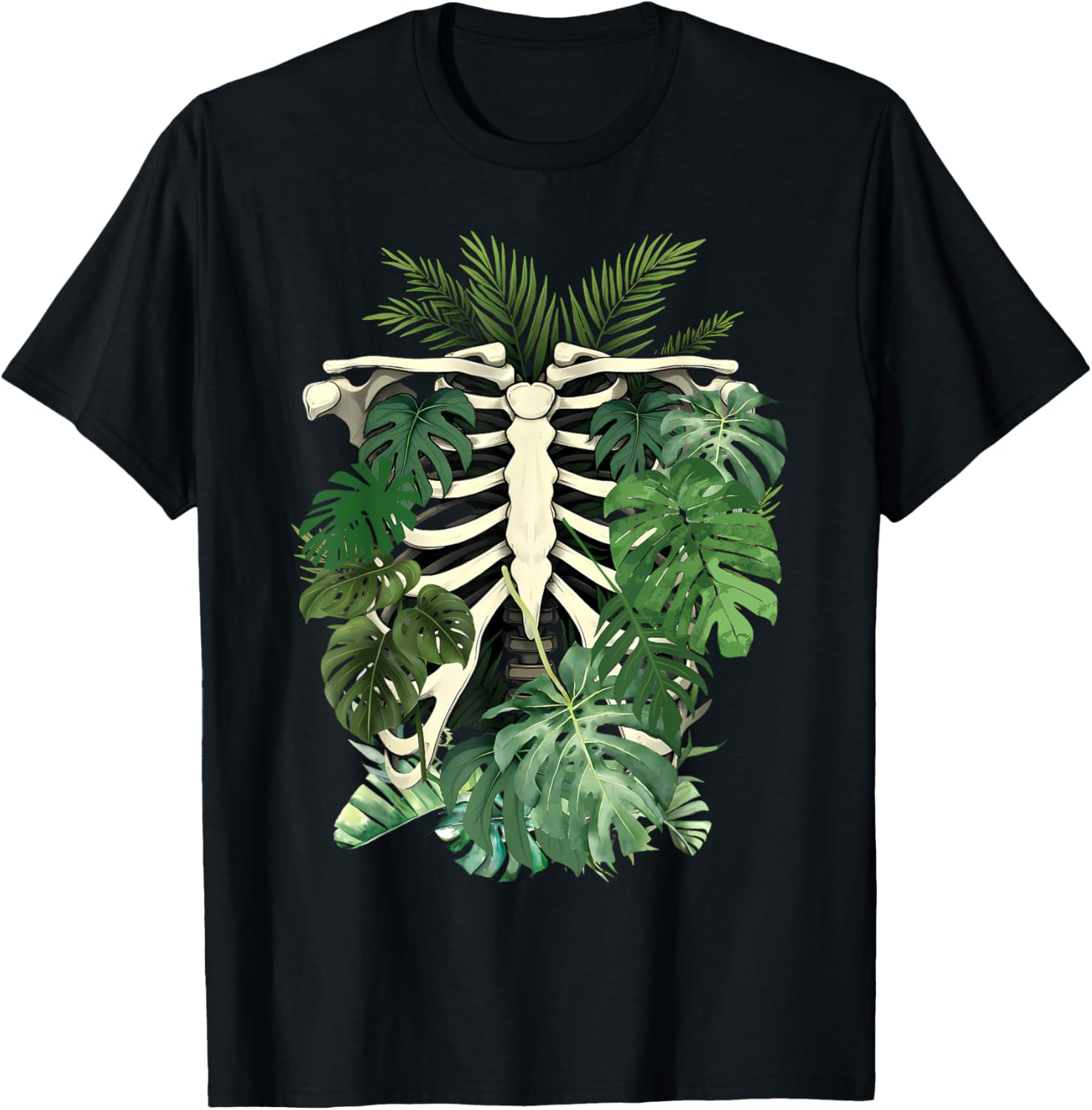 Skeleton Plant Body Monstera Leaf Plant Mom Gardening Women T-Shirt - T-Shirt | Black