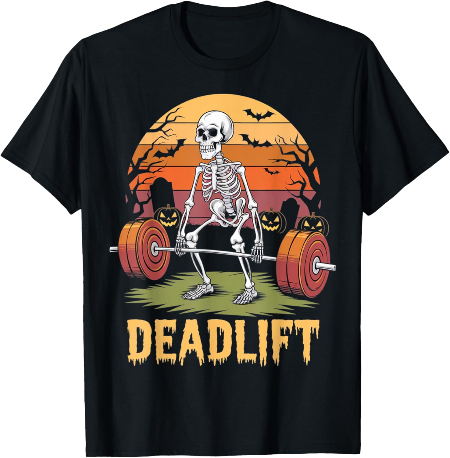 Halloween Deadlift Skeleton Gym Workout Weight Lifting T-Shirt - T-Shirt | Black