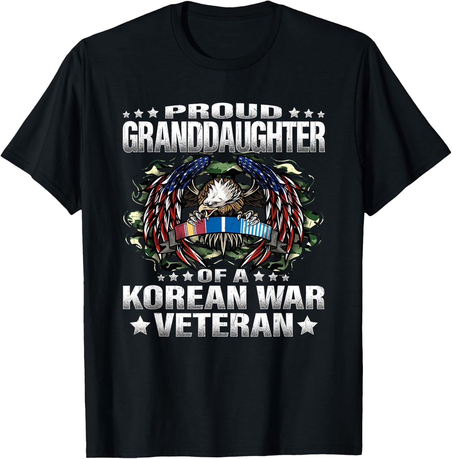 Proud Granddaughter Of A Korean War Veteran Vet's Family T-Shirt - T-Shirt | Black