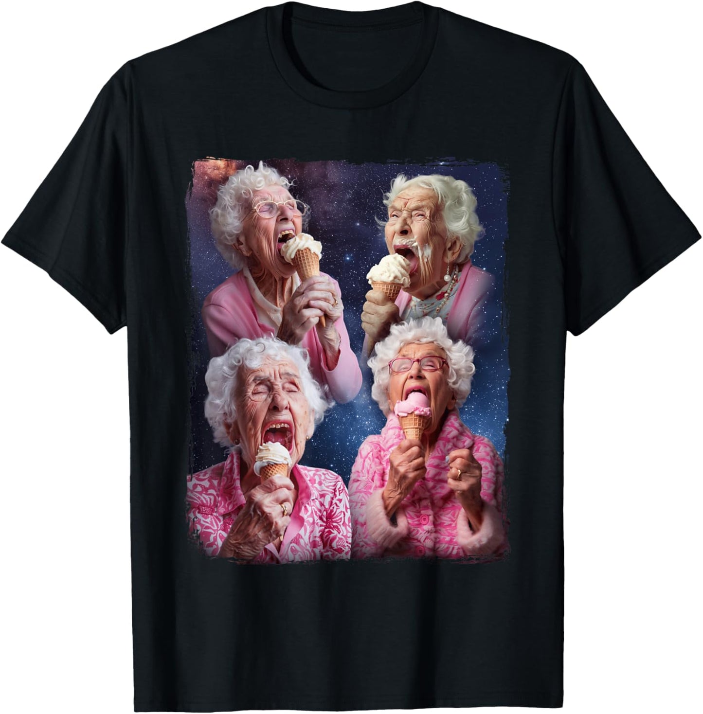 Embarrassing Old Ladies Meme Grandma Grandmother Grandma Licking Ice Cream T-Shirt - T-Shirt | Black