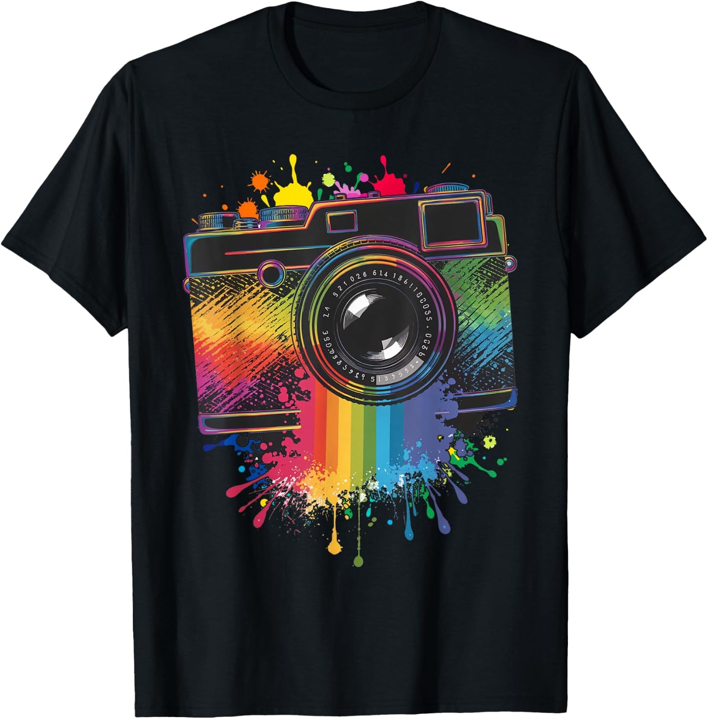 Photography Art Camera Rainbow Photographer T-Shirt - T-Shirt | Black