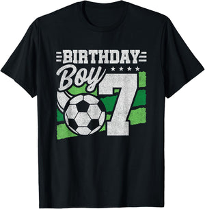 7 Year Old Soccer Birthday - Boys 7th Birthday Soccer T-Shirt - T-Shirt | Black