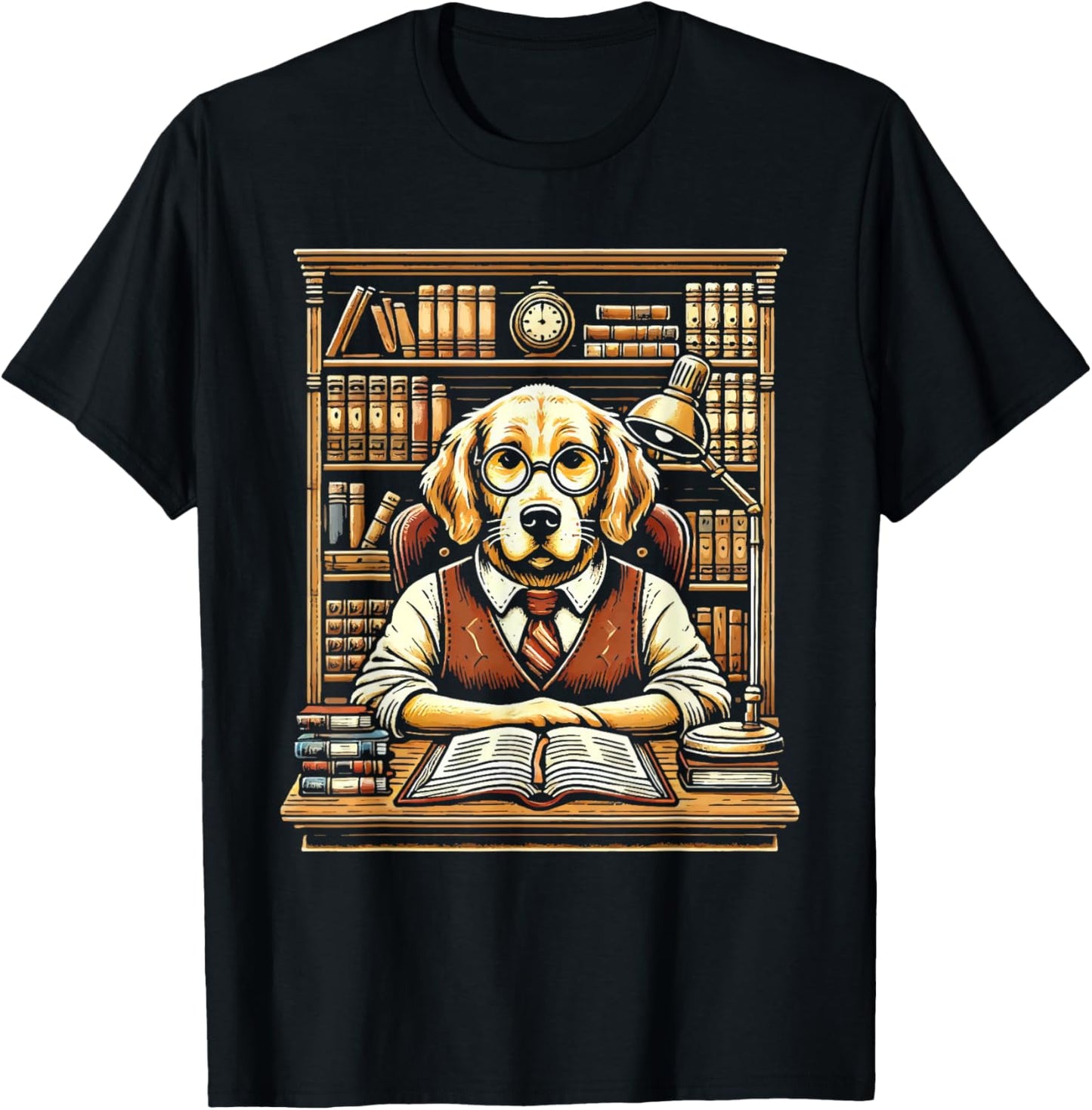 Dog Librarian Library Book Reading Books Bibliophile T-Shirt - T-Shirt | Black