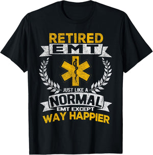 Retired EMT Just Like A Normal EMT Retro T-Shirt - T-Shirt | Black