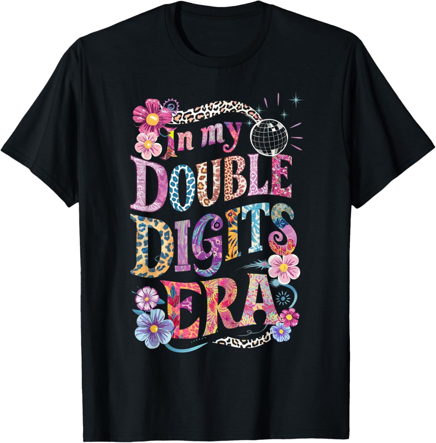 10th Birthday Girl In My Double Digits Era Retro 10 Year Old T-Shirt - T-Shirt | Black