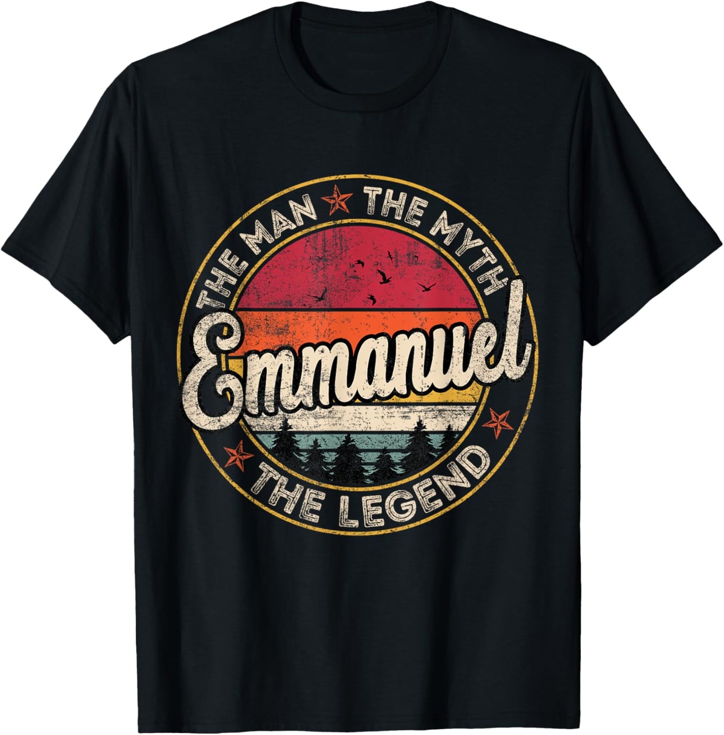 Emmanuel The Man The Myth The Legend Personalized Name T-Shirt - T-Shirt | Black