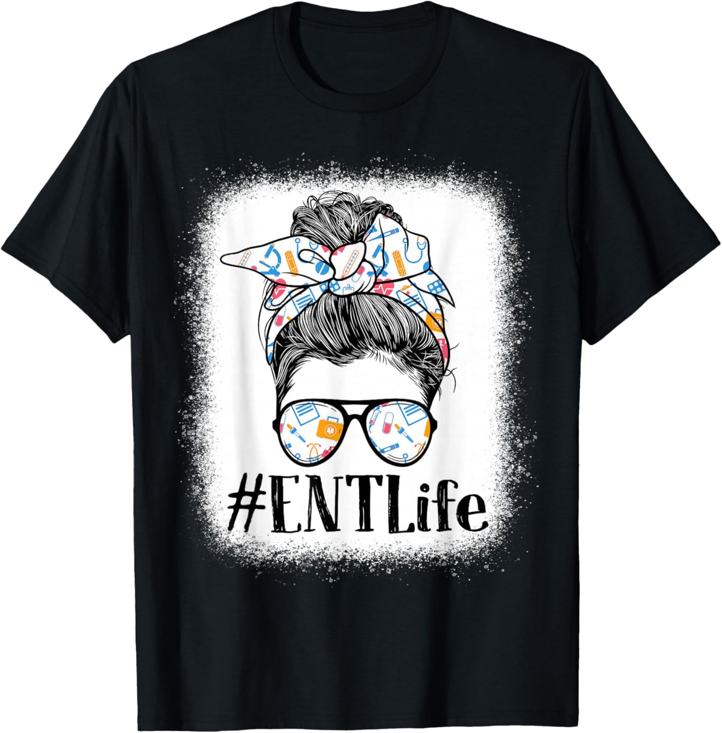 ENT Otorhinolaryngology Nurse Life Appreciation Day Messy T-Shirt - T-Shirt | Black