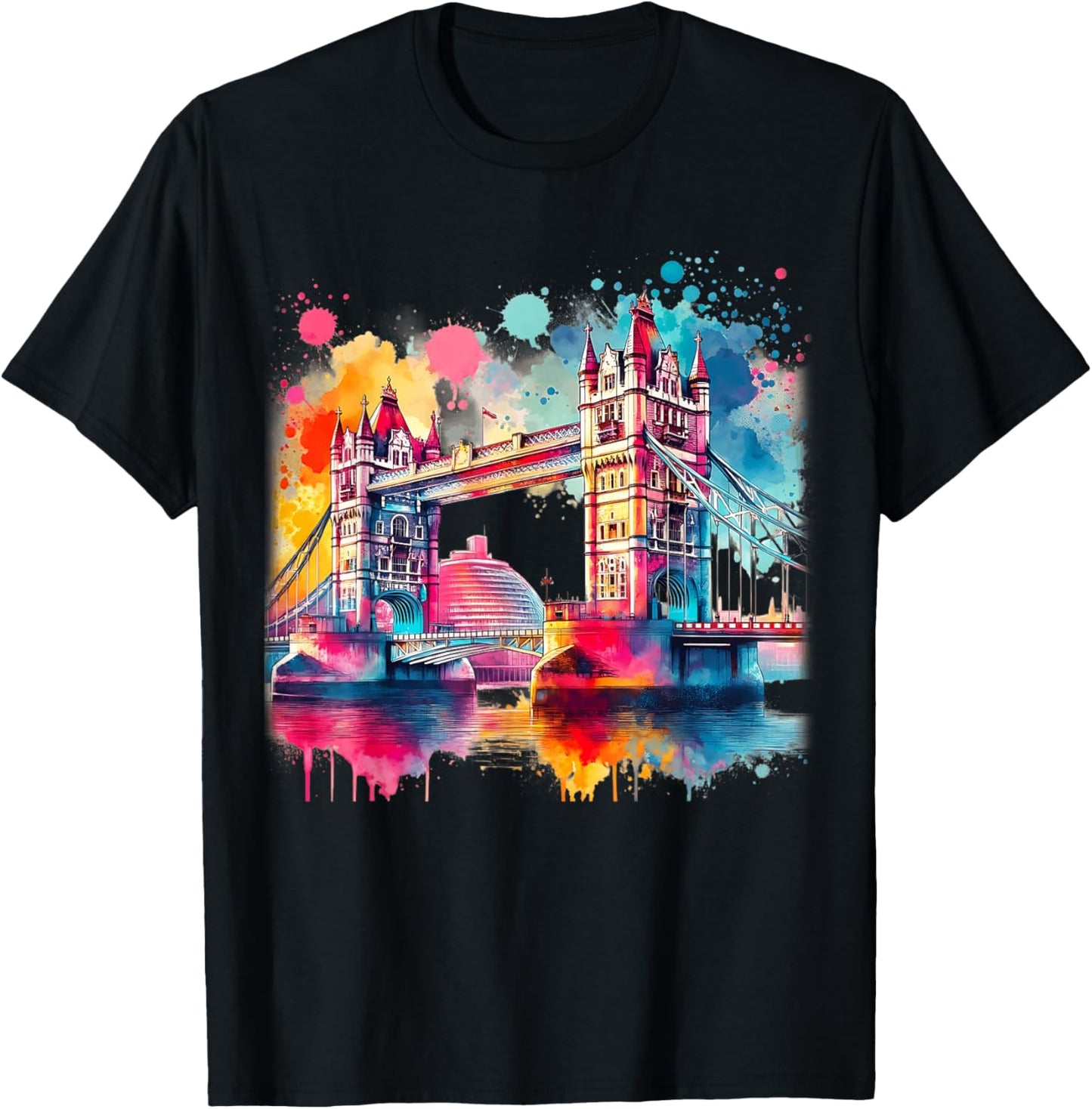 Tower Bridge London Aquarelle colorée London Tower Bridge T-Shirt - T-Shirt | Black