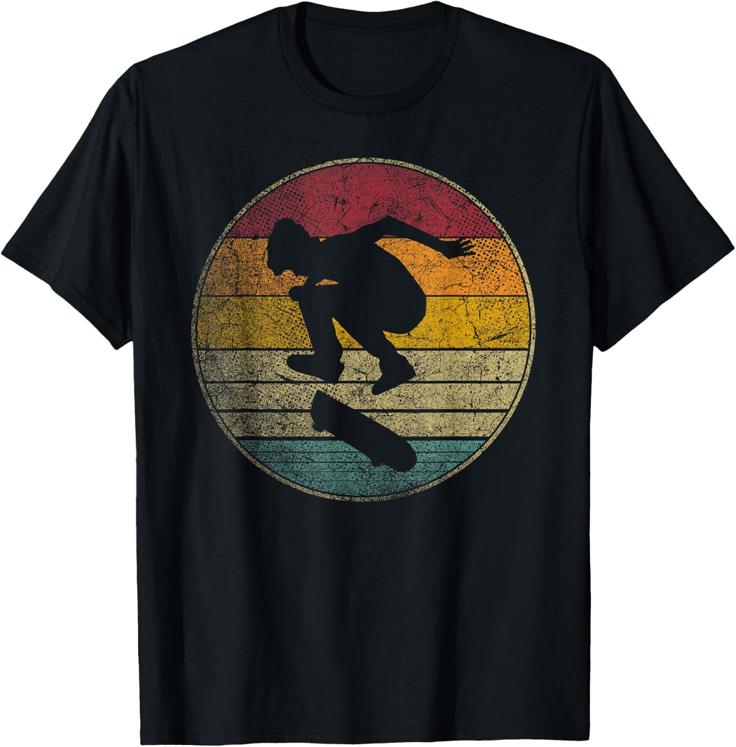 Skateboard Skater Skating Vintage Distressed Retro Boys Kids T-Shirt - T-Shirt | Black