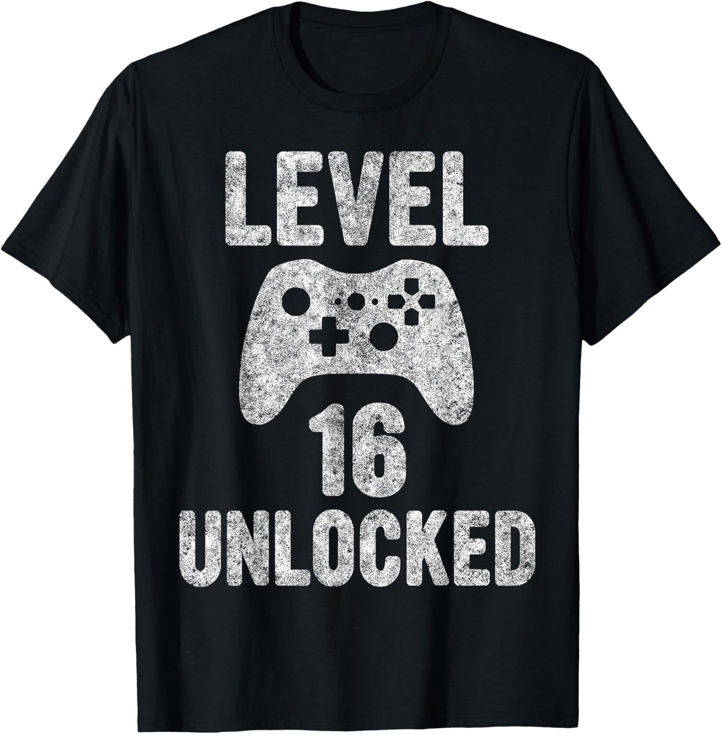 Cute Video Gamer 16th Birthday Gift Level 16 Unlocked T-Shirt - T-Shirt | Black