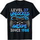 Level 37 Unlocked Awesome Since 1988 37th Birthday Gaming T-Shirt - T-Shirt | Black