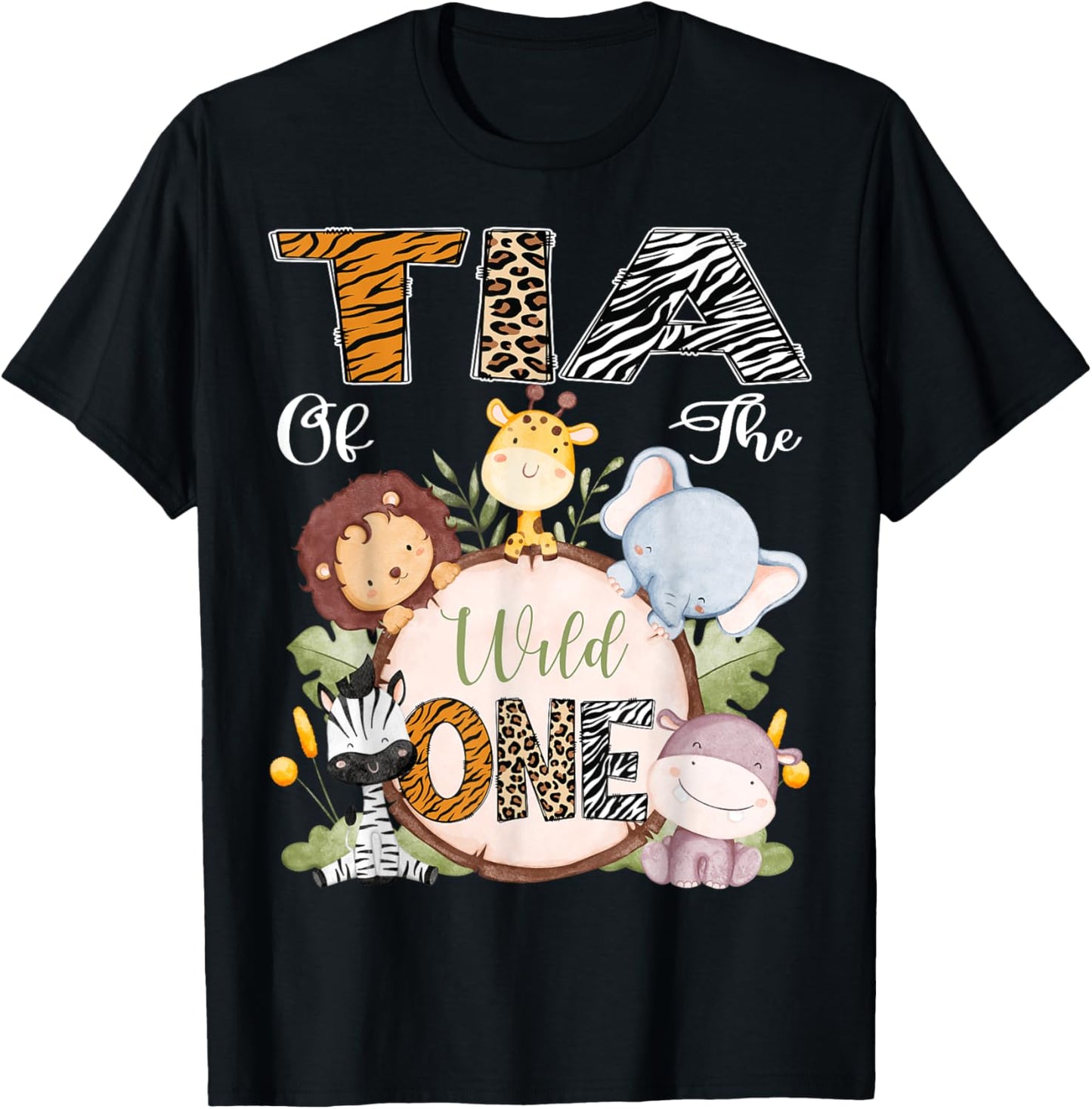 Tia Of The Wild One 1St Birthday Safari Woodland T-Shirt - T-Shirt | Black
