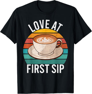 Love at first Sip Coffee T-Shirt - T-Shirt | Black