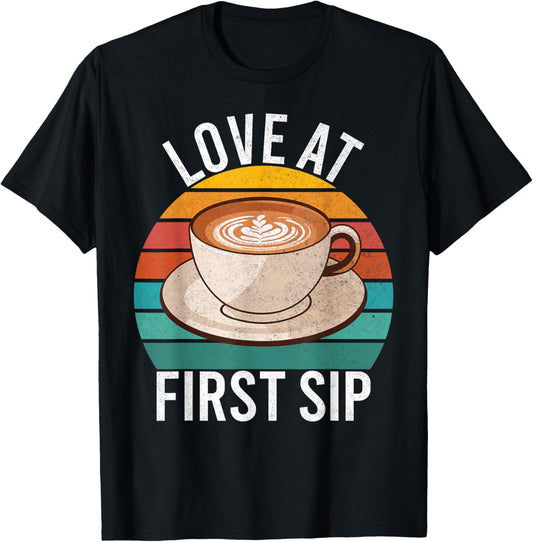 Love at first Sip Coffee T-Shirt - T-Shirt | Black