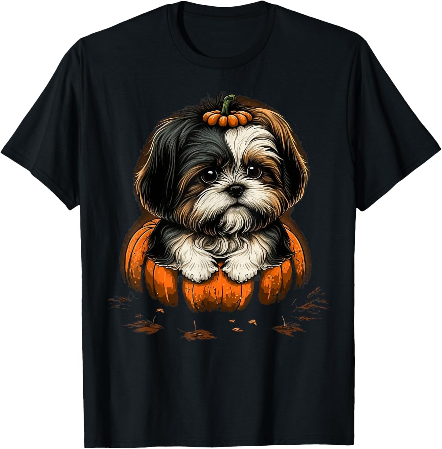 Pumpkin Shih Tzu costume on Shih Tzu Halloween T-Shirt - T-Shirt | Black