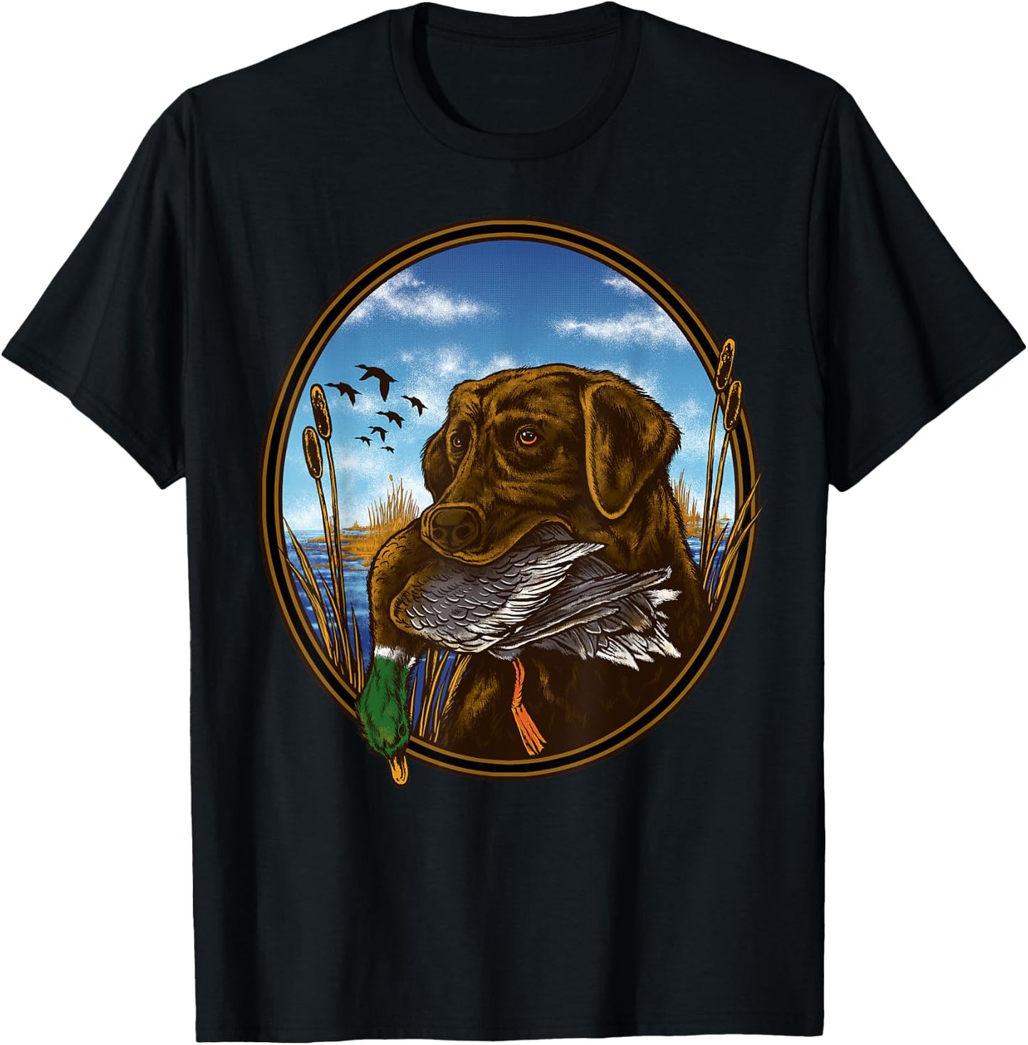 Labrador Retriever with Mallard Duck Hunting T-Shirt - T-Shirt | Black