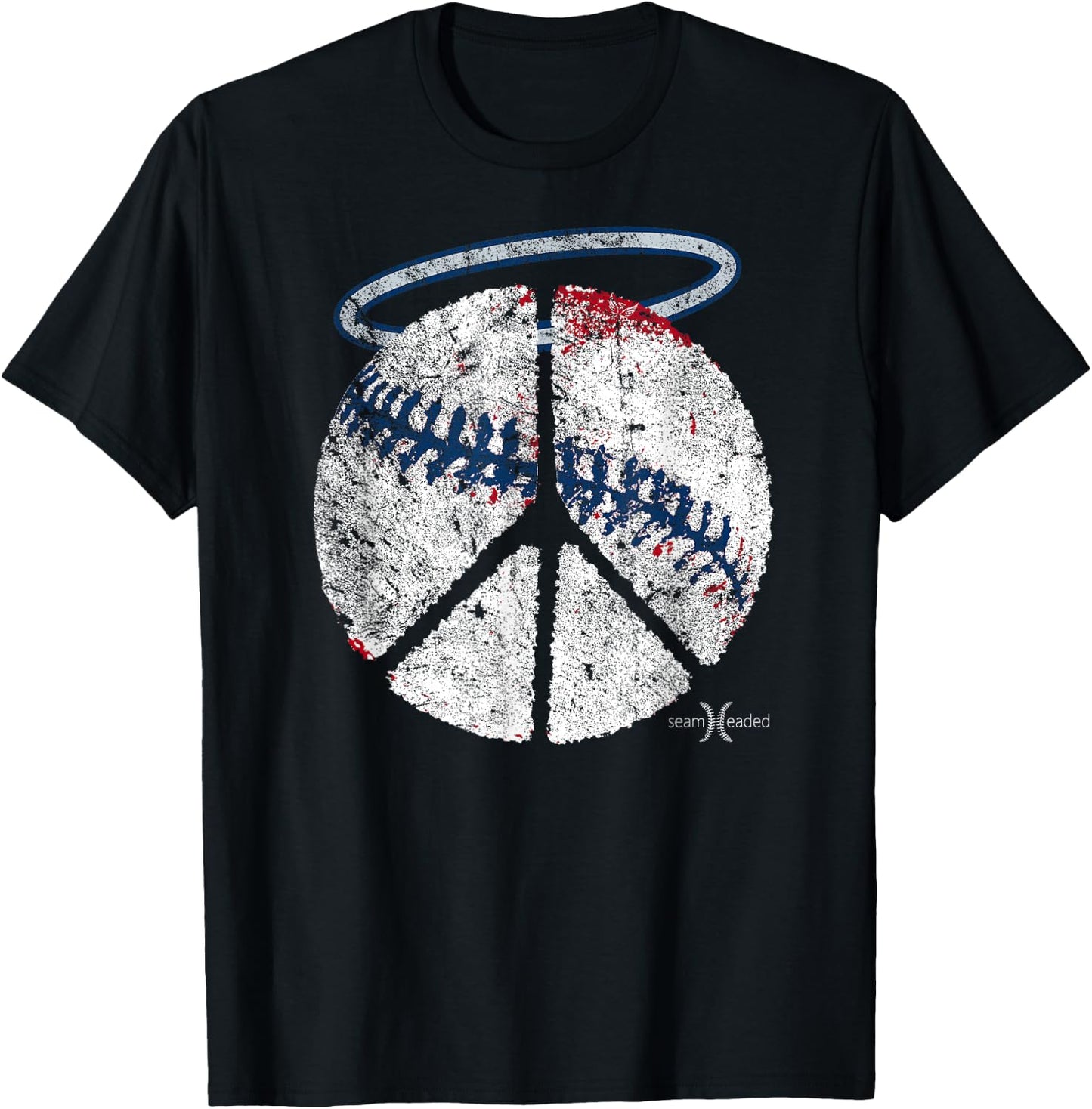Vintage Angel Peace Baseball Shirt T-Shirt - T-Shirt | Black
