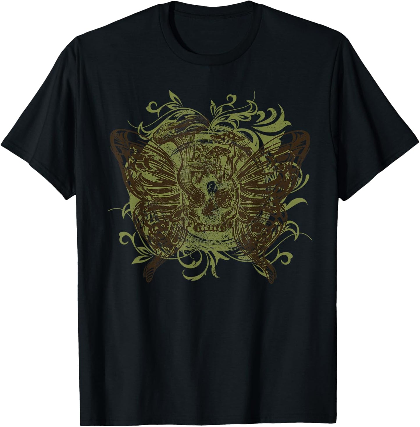 Fairy Grunge Fairycore Aesthetic Skeleton Butterfly Wings T-Shirt - T-Shirt | Black