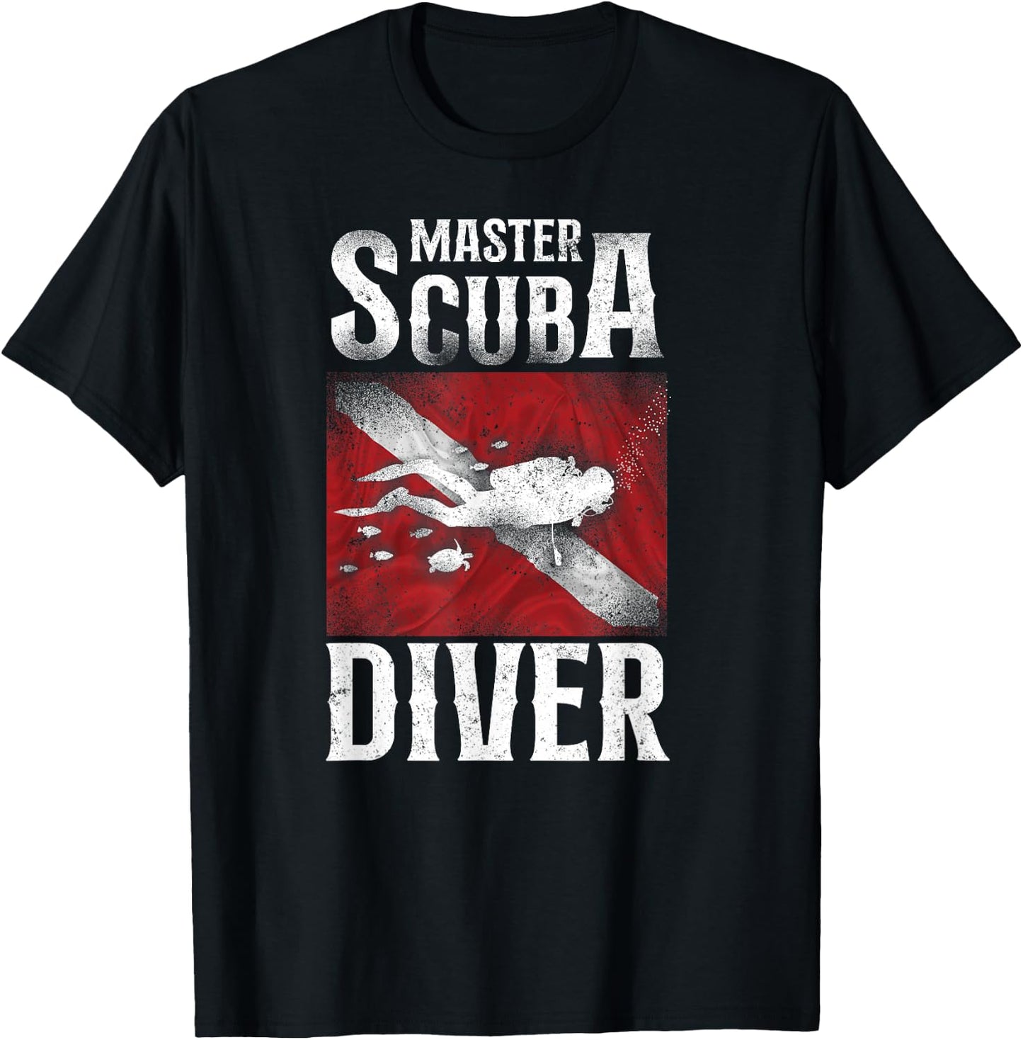 Diving Master Scuba Diver Down T-Shirt - T-Shirt | Black
