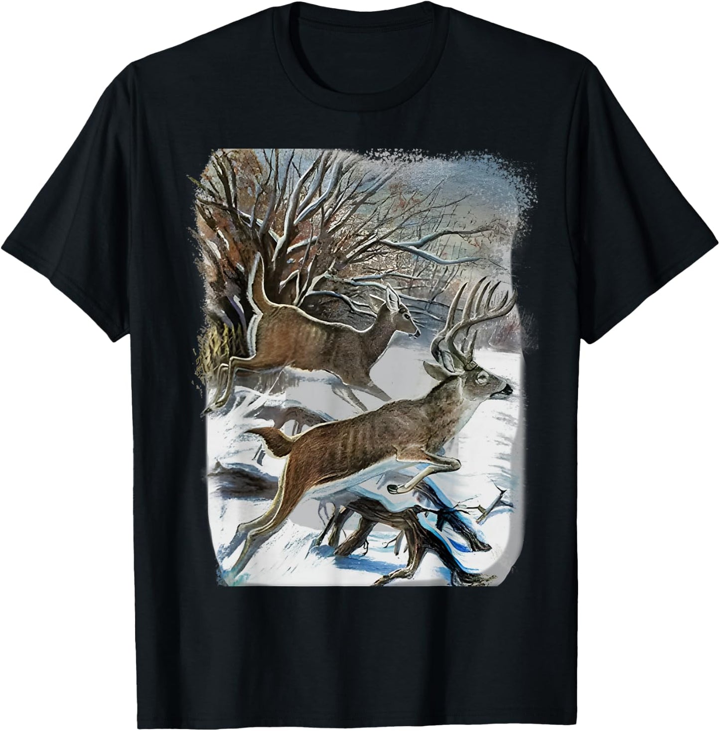 Vintage 90s Whitetail Deer T-Shirt - T-Shirt | Black