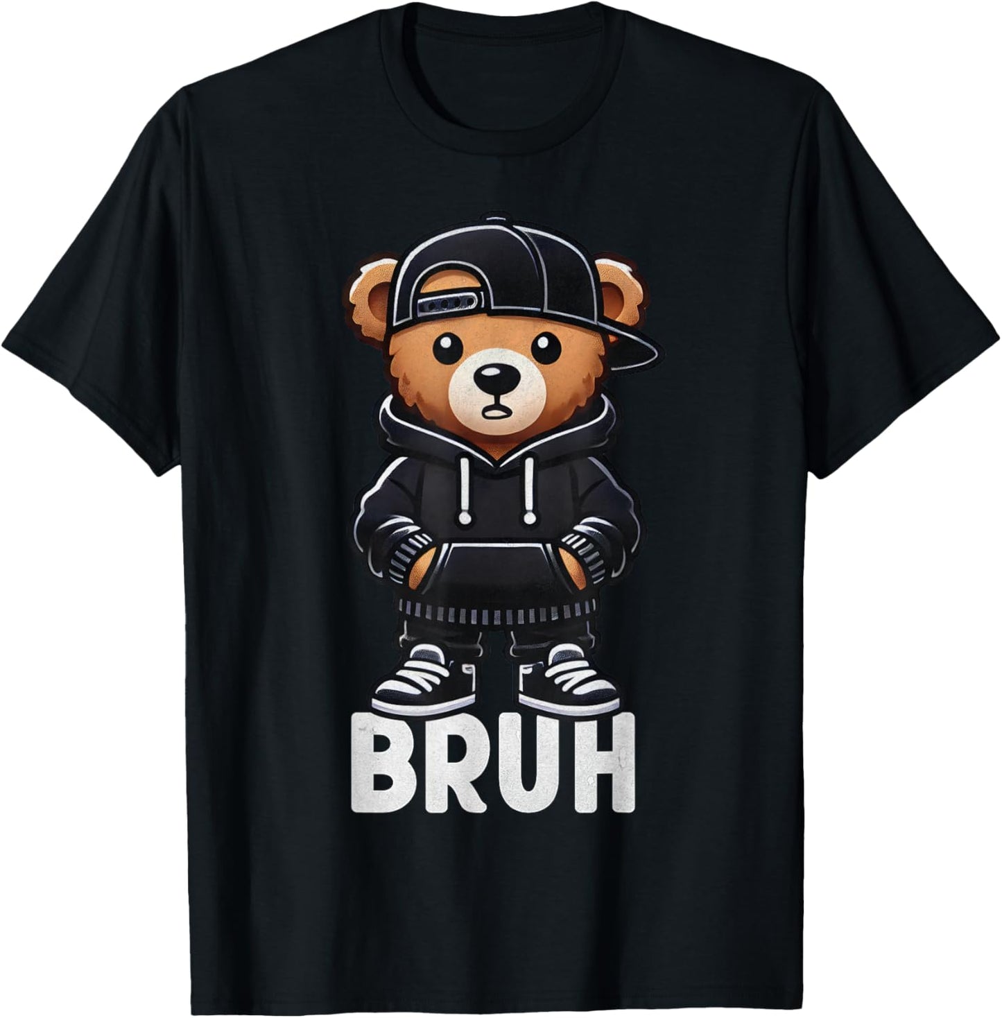 Funny Bruh Meme Hip Hop Teddy Bear Teenager Boys Teen Saying T-Shirt - T-Shirt | Black
